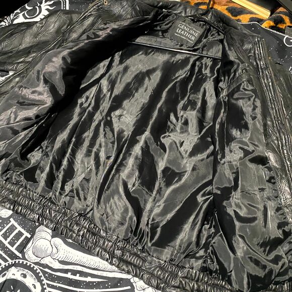 Giovanni Navarre Italian Stone Jacket Men's L Black Leather Outdoor Workwear - Picture 9 of 9